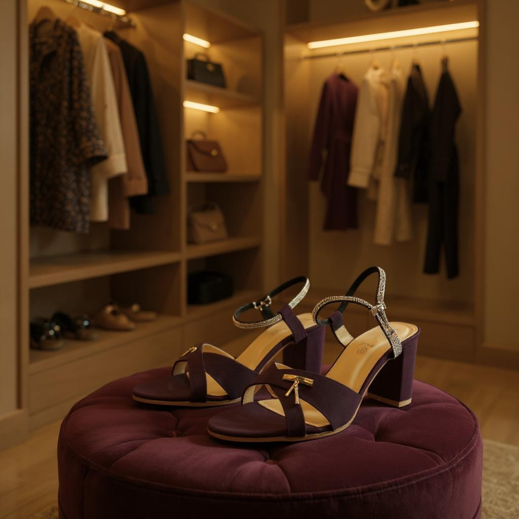Lush Plum Strappy Heels with Modern Elegance