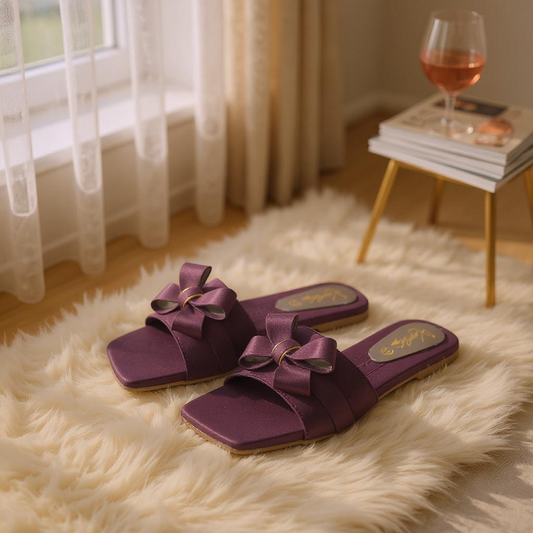 Regal Purple Tie-Up Flats with Cloud-Like Comfort