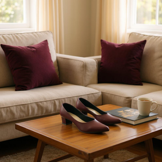 Crimson Siren Mehroon Block Heel