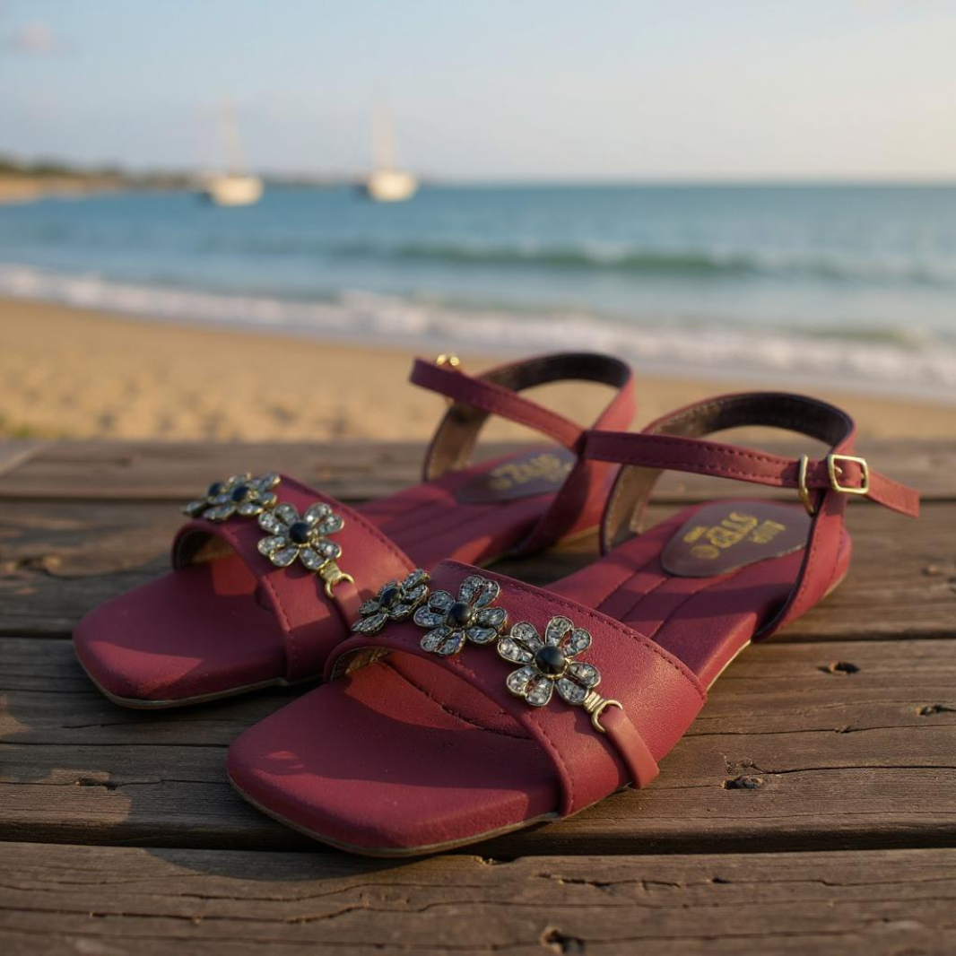 Blush Tapestry Pink Antique Flat Sandal
