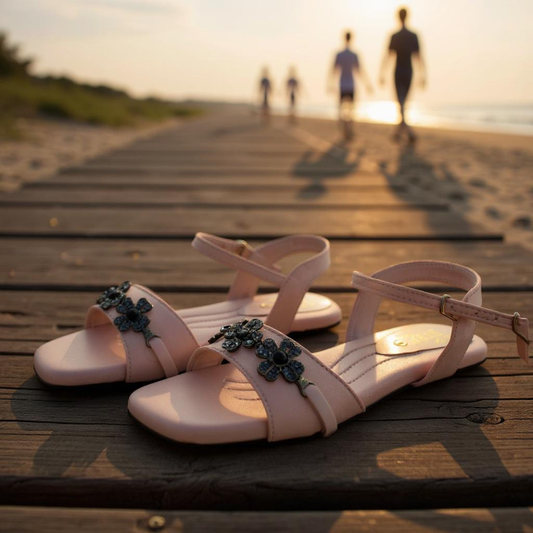 Blush Tapestry Pink Antique Flat Sandal