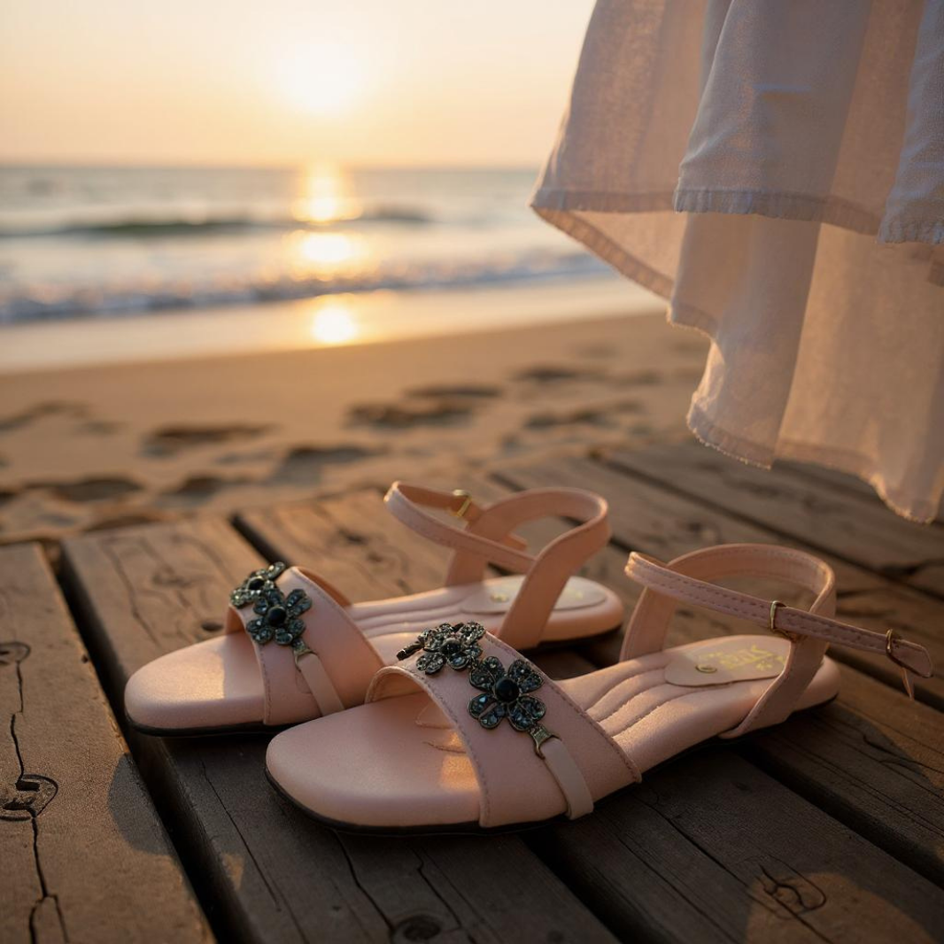 Blush Tapestry Pink Antique Flat Sandal