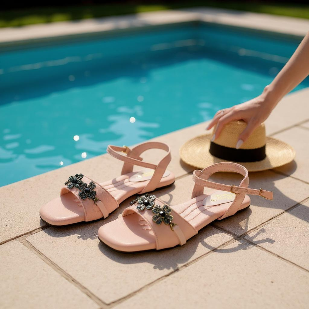 Blush Tapestry Pink Antique Flat Sandal