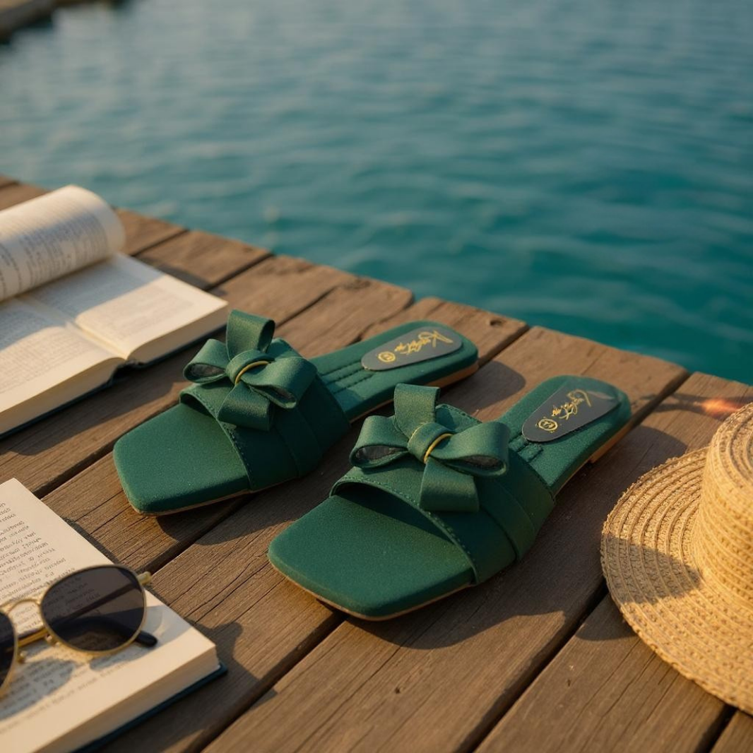 Earthy Green Tie-Up Flats with Cloud-Step Comfort