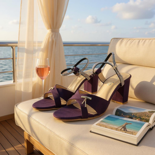 Lush Plum Strappy Heels with Modern Elegance