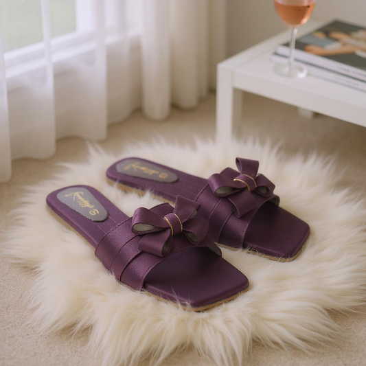 Regal Purple Tie-Up Flats with Cloud-Like Comfort