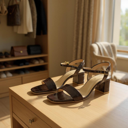 Burgundy Royale Croc-Embossed Sandal with Timeless Elegance