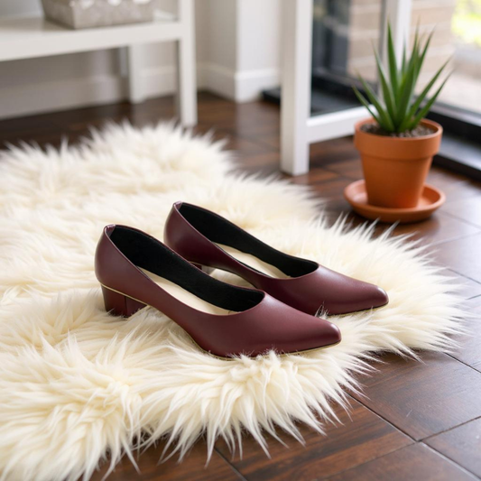 Crimson Siren Mehroon Block Heel
