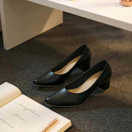 Midnight Noir Sleek Black Court Shoes
